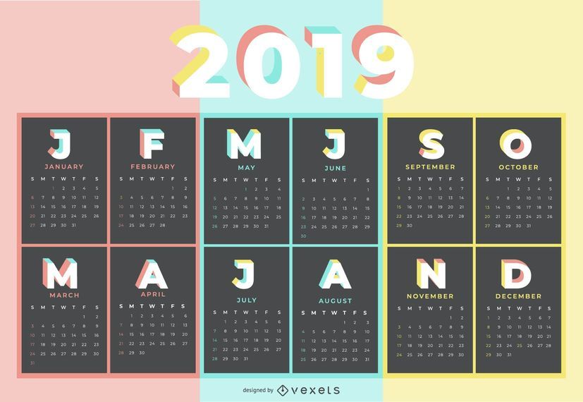 Pastel Color 2019 Calendar Design - Vector Download