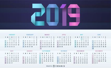Diseño de calendario digital 2019