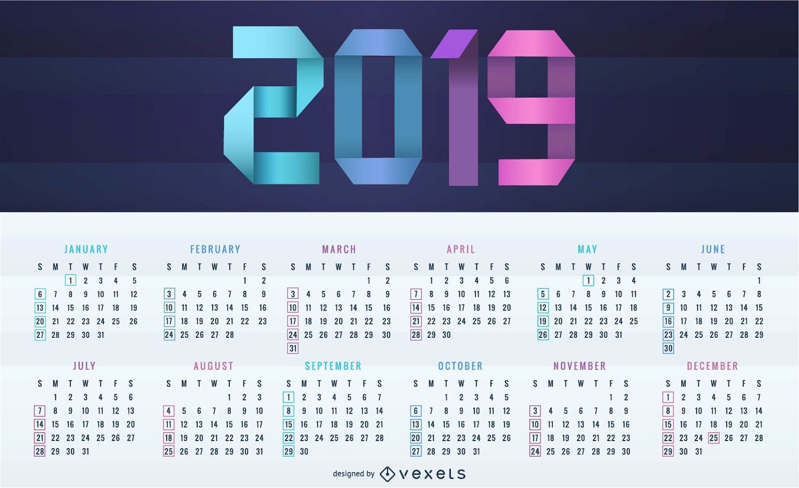Digital 2019 Calendar Design