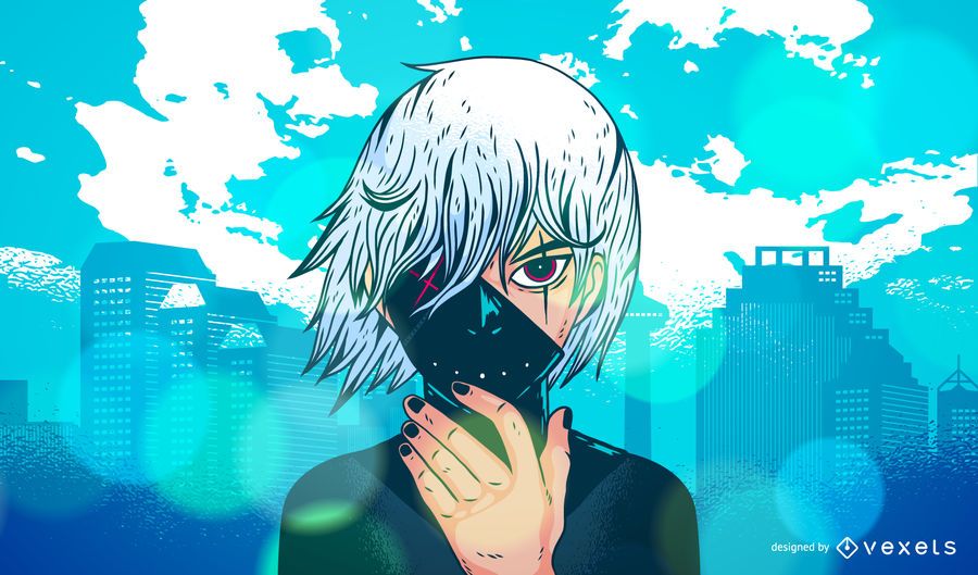 Ilustración de personaje oscuro de anime Ilustración de personaje oscuro de anime