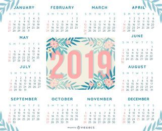 Diseño de calendario tropical 2019