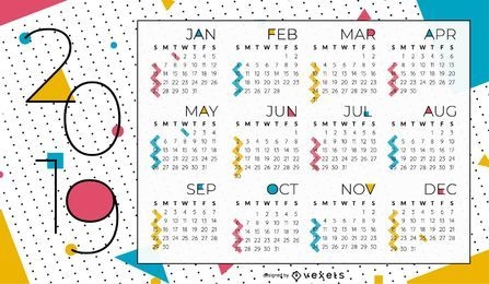 Abstract Geometric 2019 Calendar Design