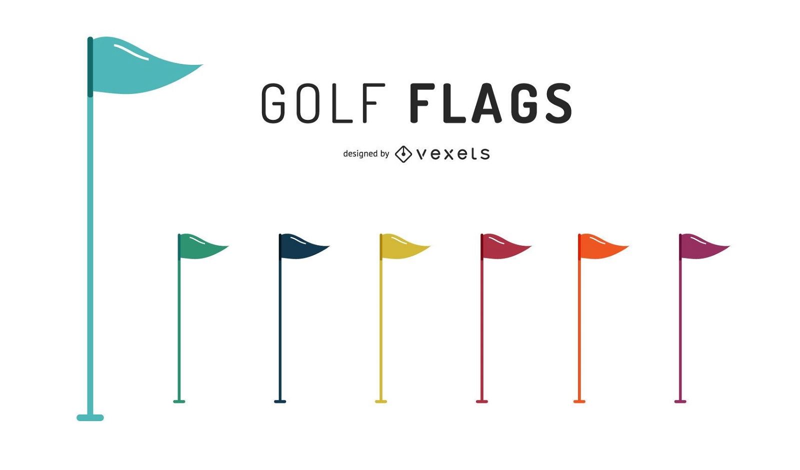 Golf Flaggen Illustration Set