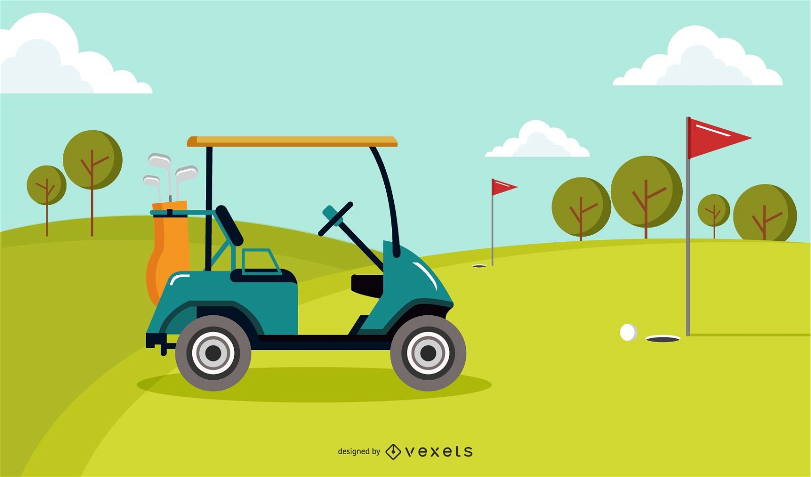 Grüne Golfplatzillustration