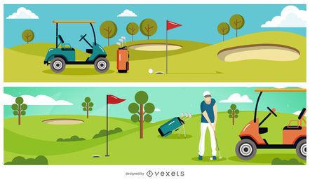 Golf Club Illustration Banner Golf Club Illustration Banner