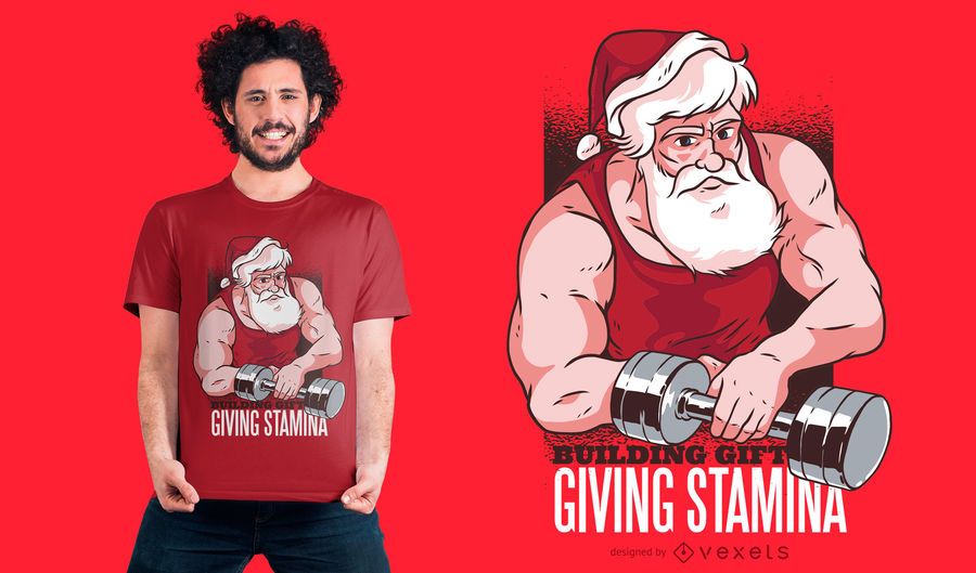 Santa en el diseño de la camiseta del gimnasio Santa en el diseño de la camiseta del gimnasio