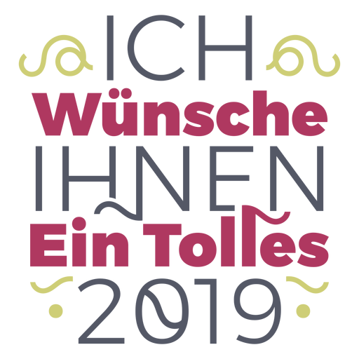 Letras Ich wünsche ihnen ein tolles 2019 Desenho PNG