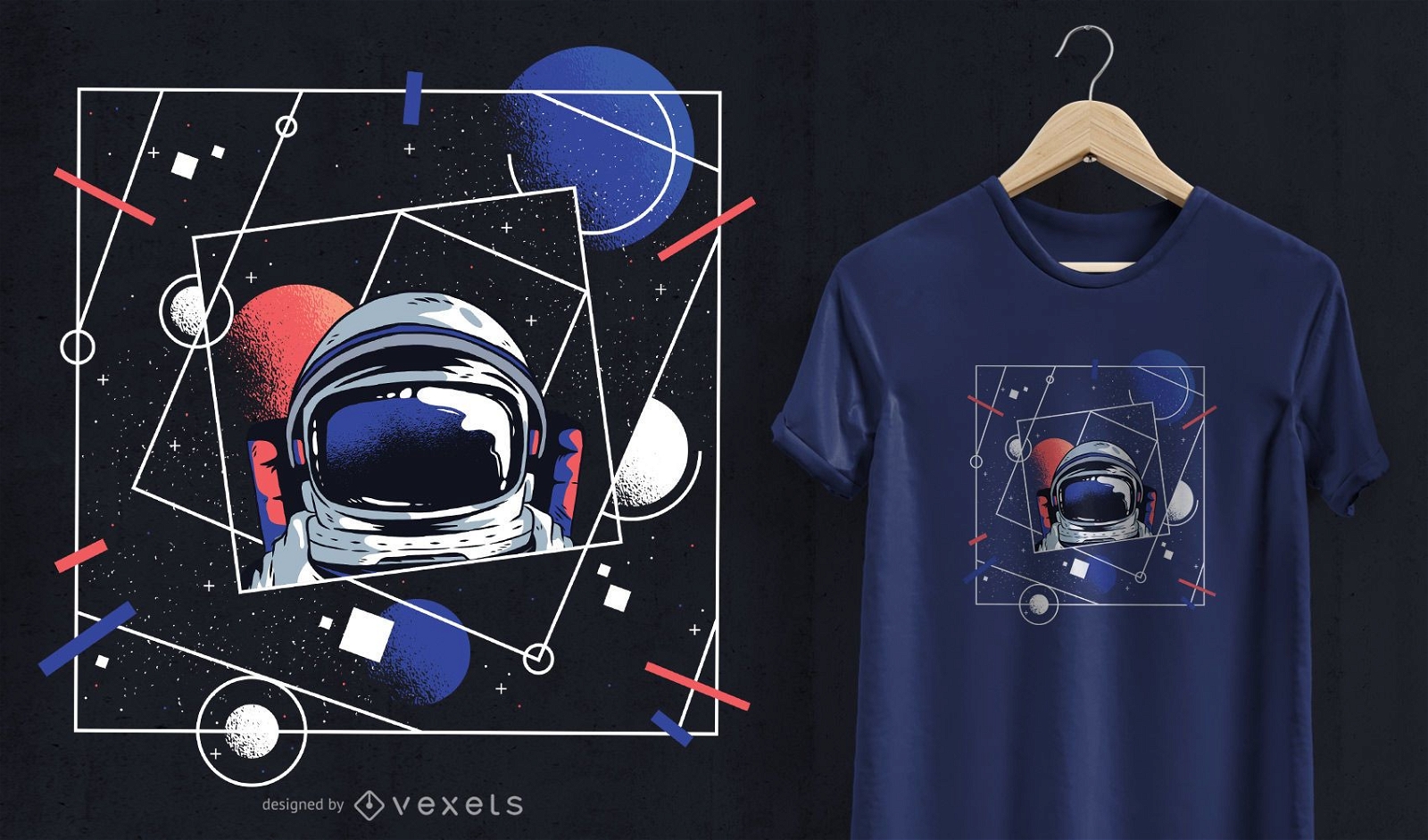 Diseño de camiseta de astronauta del universo
