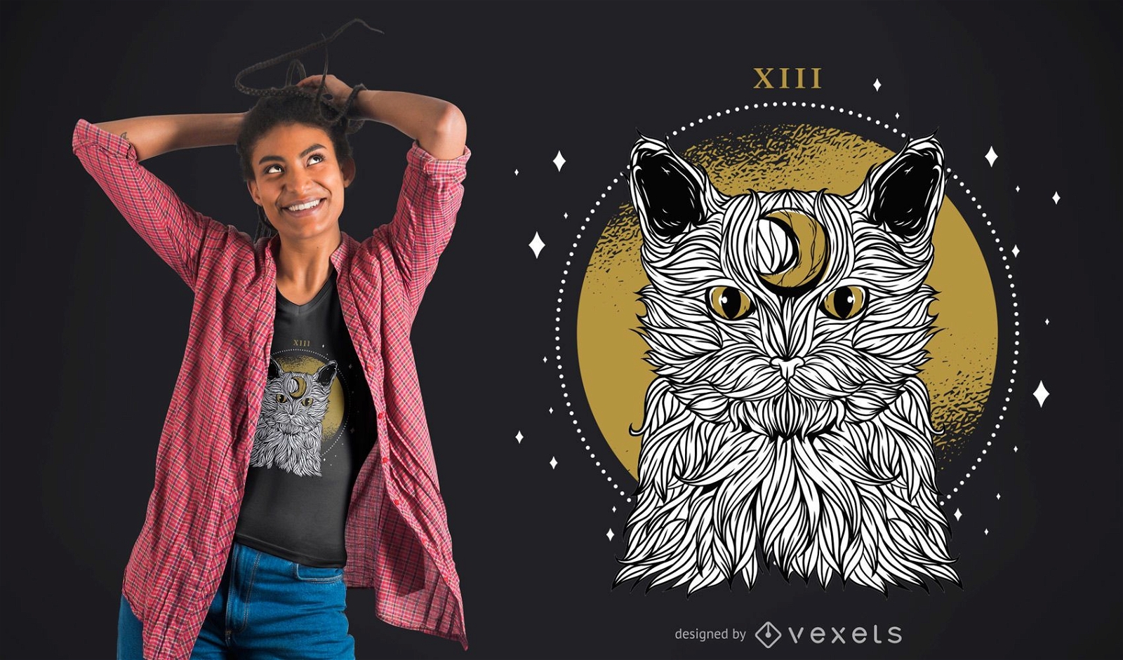 Design de t-shirt Moon Cat