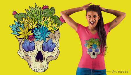 Design do t-shirt do crânio do cacto de cristal Design do t-shirt do crânio do cacto de cristal