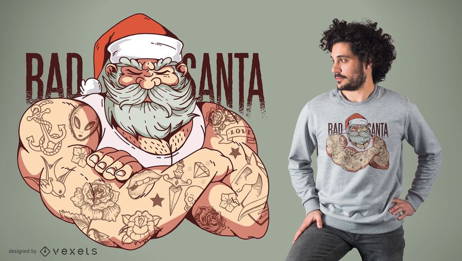 Bad Tattoo Santa T-Shirt Design Bad Tattoo Santa T-Shirt Design