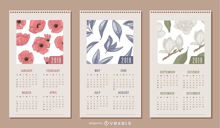 Floral Calendar Design Floral Calendar Design