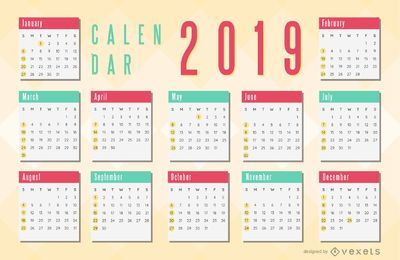 Diseño simple de calendario rojo y verde