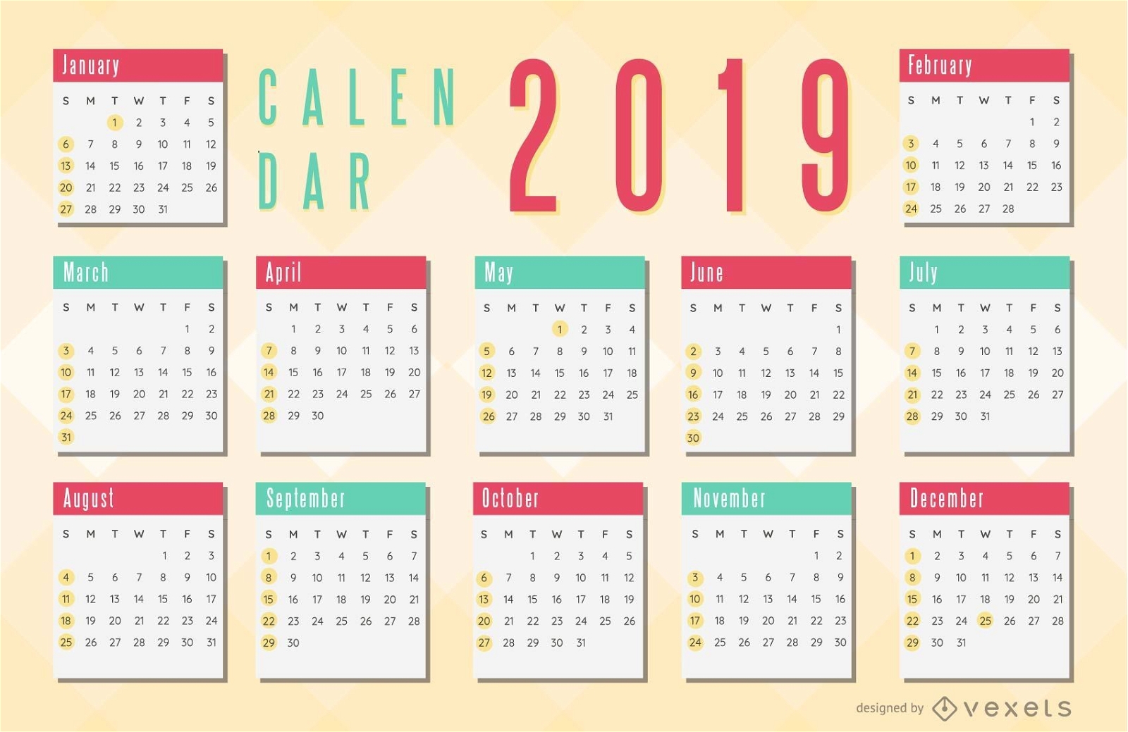Simple Red and Green Calendar Design