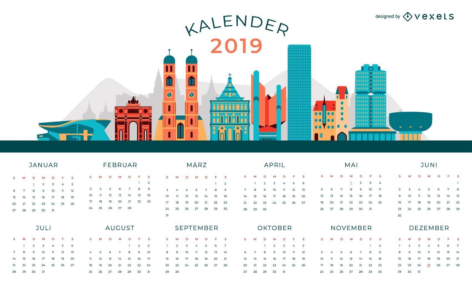 Diseño de calendario alemán