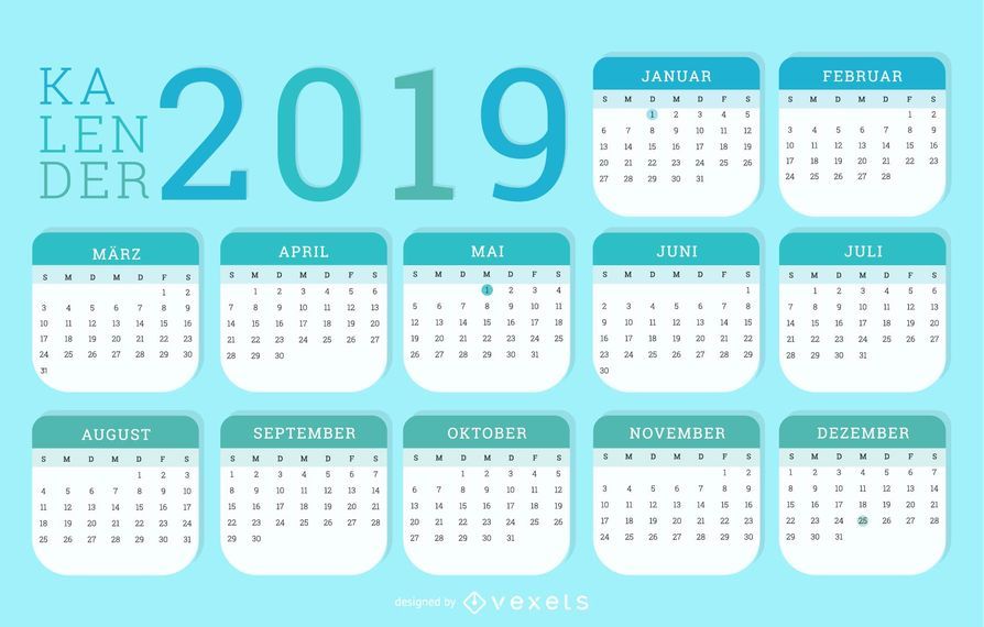 German 2019 Kalendar Design German 2019 Kalendar Design