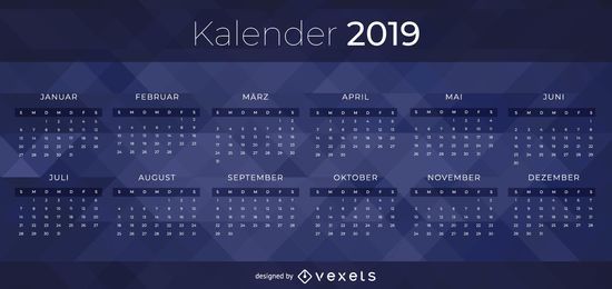 Dunkles deutsches Kalenderdesign 2019 Dunkles deutsches Kalenderdesign 2019
