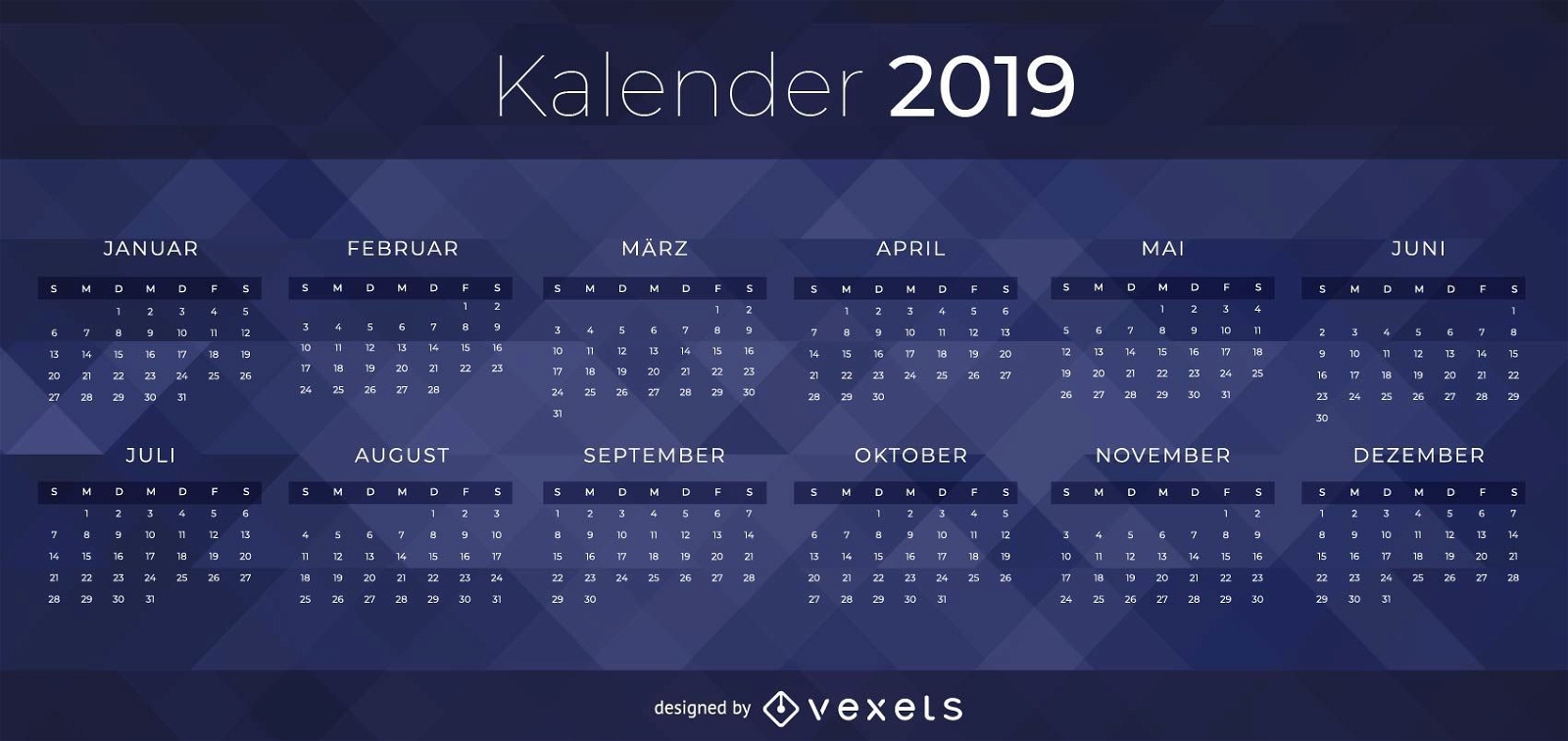 Dark 2019 German Calendar Design