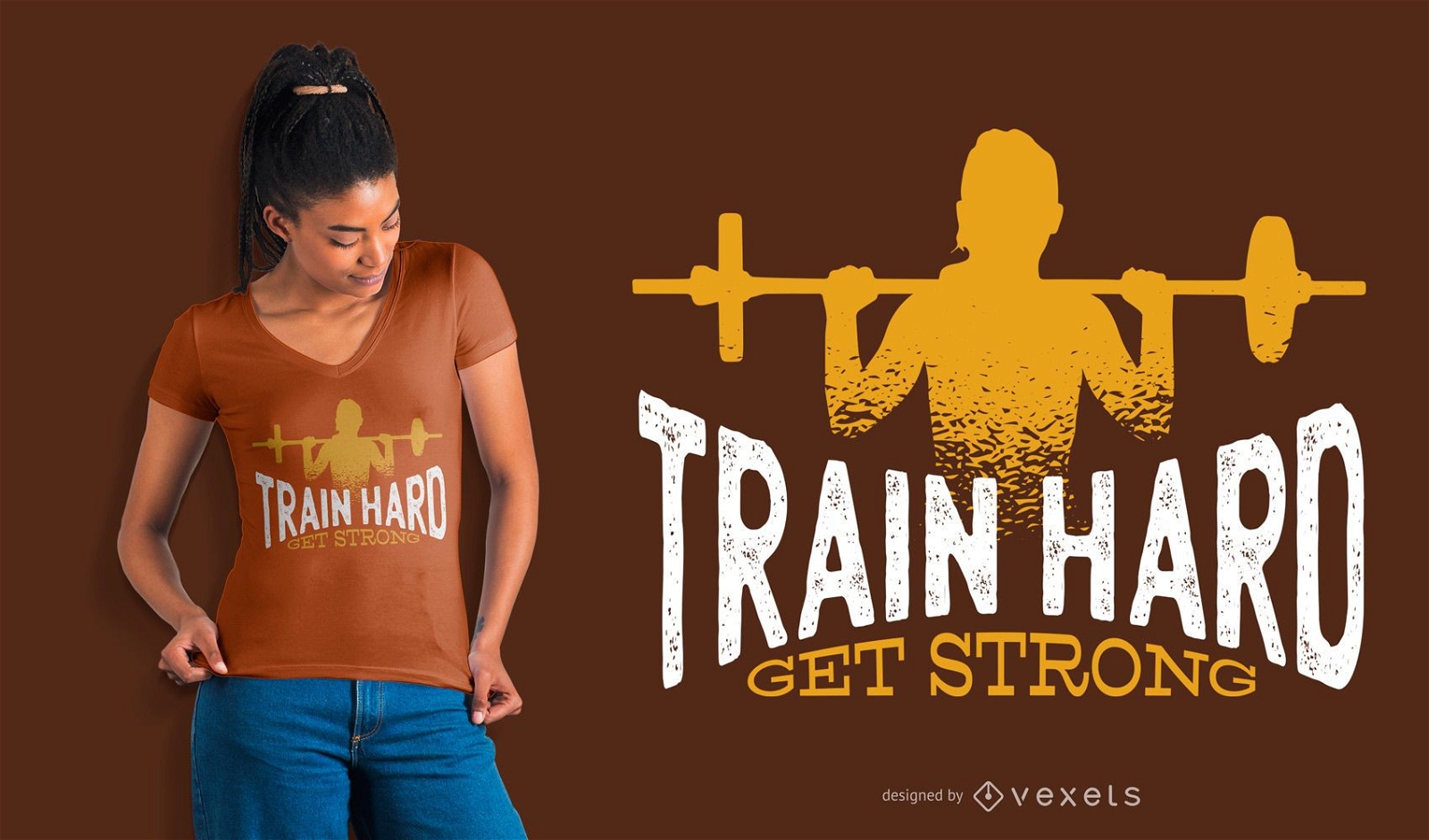 Train Hard Get Strong Dise?o de camiseta