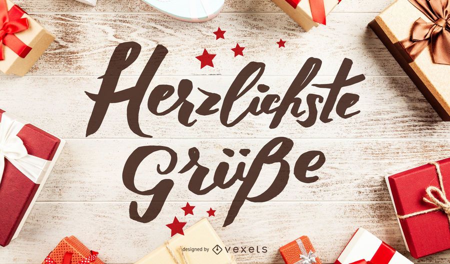 Herzlichste Grü�?e German New Year Lettering Herzlichste Grü�?e German New Year Lettering
