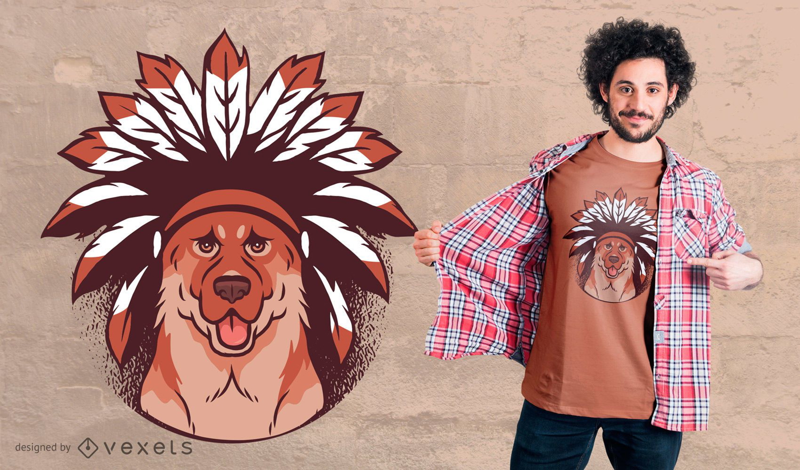 Diseño de camiseta de perro tribal