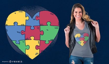 Diseño de camiseta de rompecabezas de corazón de autismo