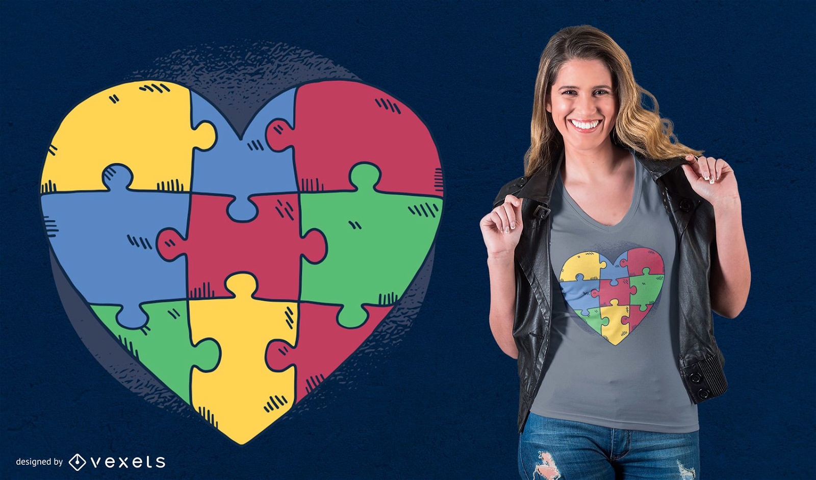 Autismus Herz Puzzle T-Shirt Design