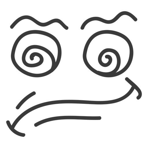Schwindliger Emoticon-Gesichtskarikatur PNG-Design