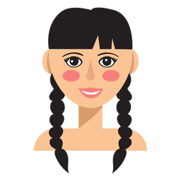 Avatar de mujer morena de doble trenzas Diseño PNG