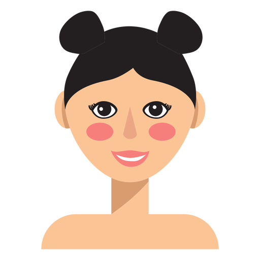 Double buns brunette woman avatar PNG Design