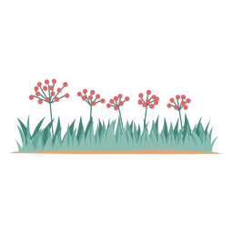 Flowers and grass element PNG Design