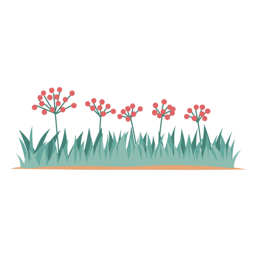 Flores e elemento de grama Desenho PNG