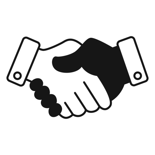 Handshake black and white icon PNG Design