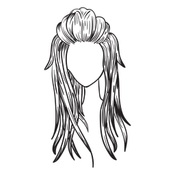 Cabelo comprido de mulher desenhado à mão Desenho PNG