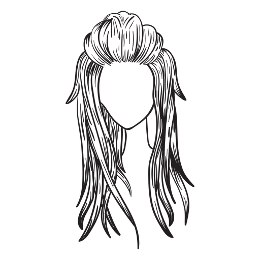 Lange Frauenhaar Hand gezeichnet PNG-Design