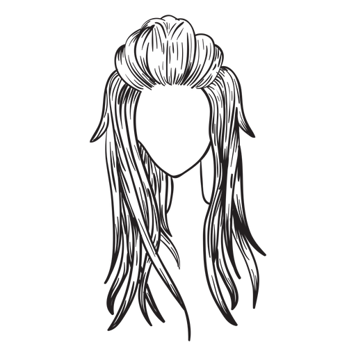 Long woman hair hand drawn PNG Design