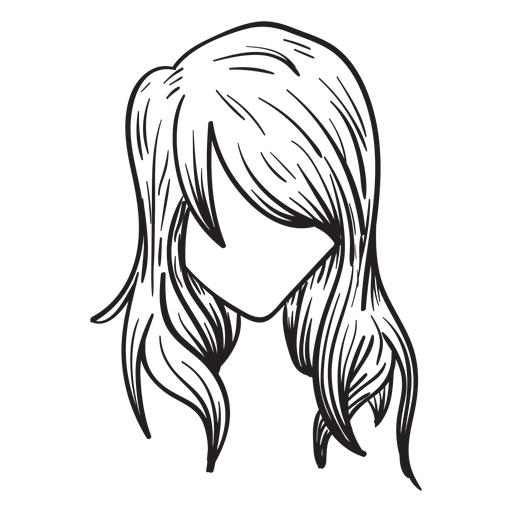 Dibujado a mano cabello suelto mujer Diseño PNG