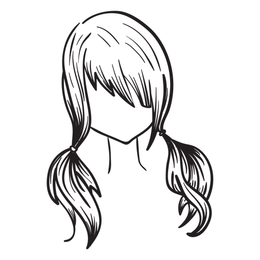 Pigtails hair hand drawn PNG Design