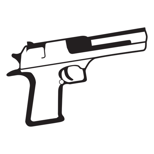 Pistol black and white icon PNG Design