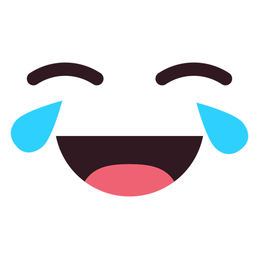 Simple crying laughing emoticon face PNG Design
