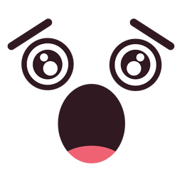 Cara de simple caricatura asustada. Diseño PNG