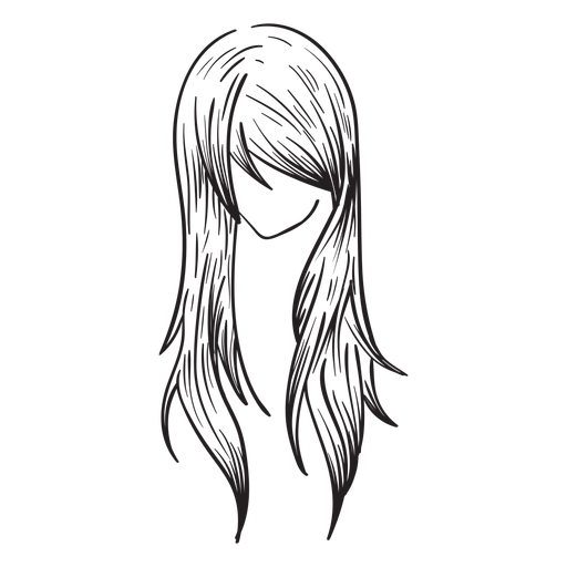 Cabelo liso de mulher desenhado ? m?o Desenho PNG