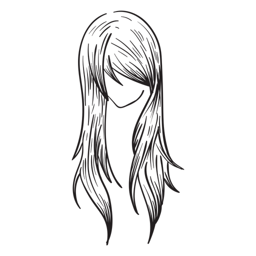 Straight woman hair hand drawn PNG Design