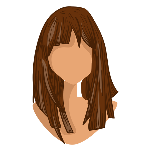 Straight wonan hair cartoon PNG Design