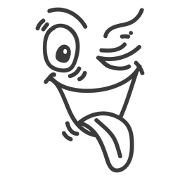 Desenho de rosto emoticon com a língua para fora Desenho PNG