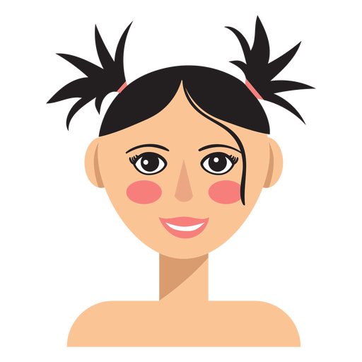 Avatar de mujer de pelo de coletas superior Diseño PNG
