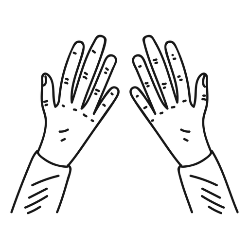 Doodle de dos manos Diseño PNG