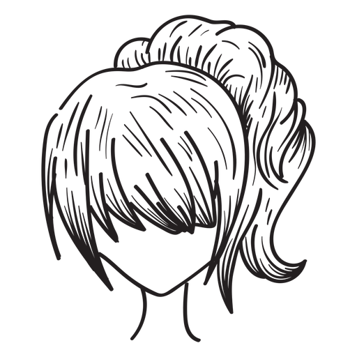 Woman ponytail hair hand drawn