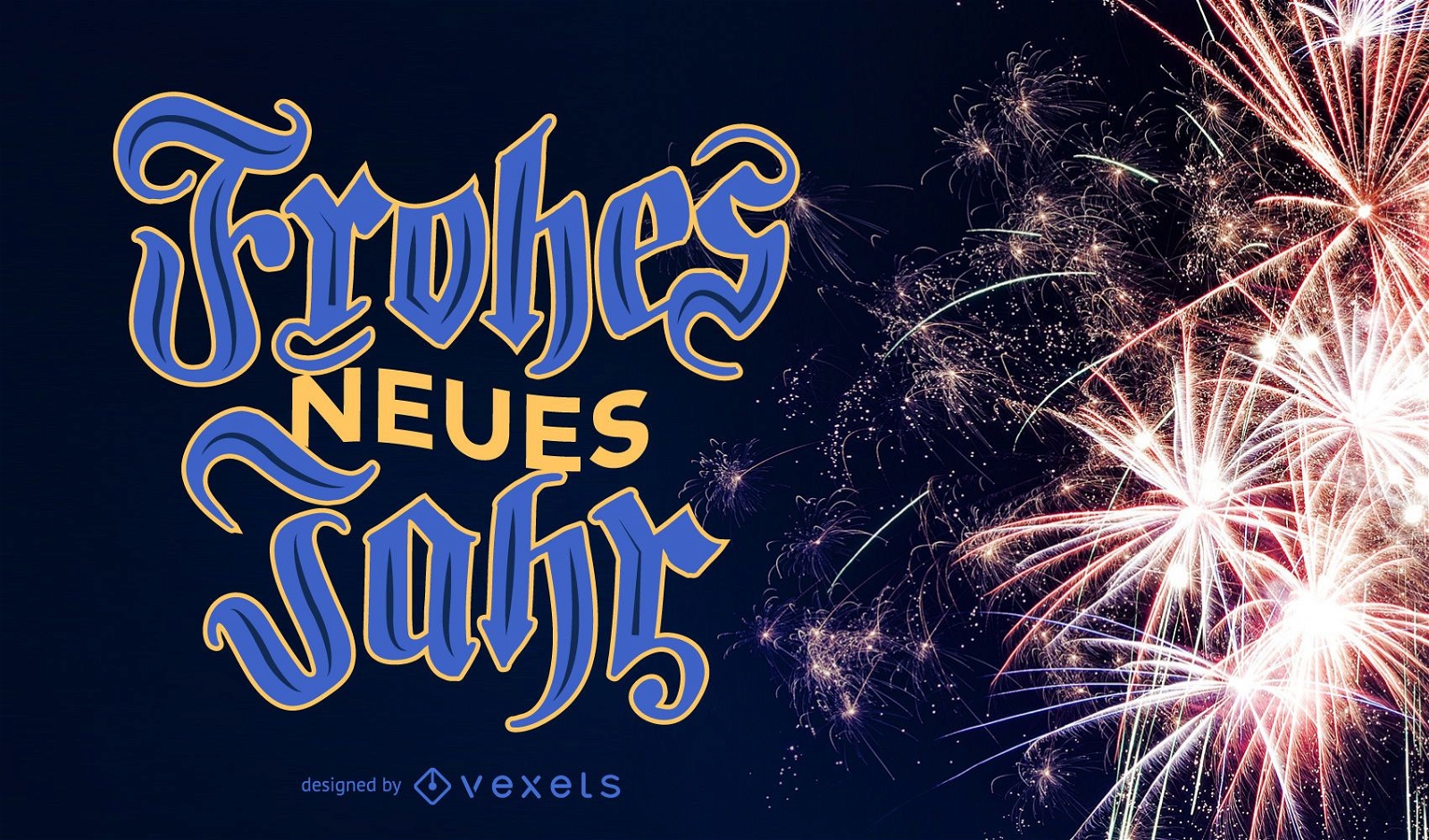 New Year Frohes Neues Jahr Lettering