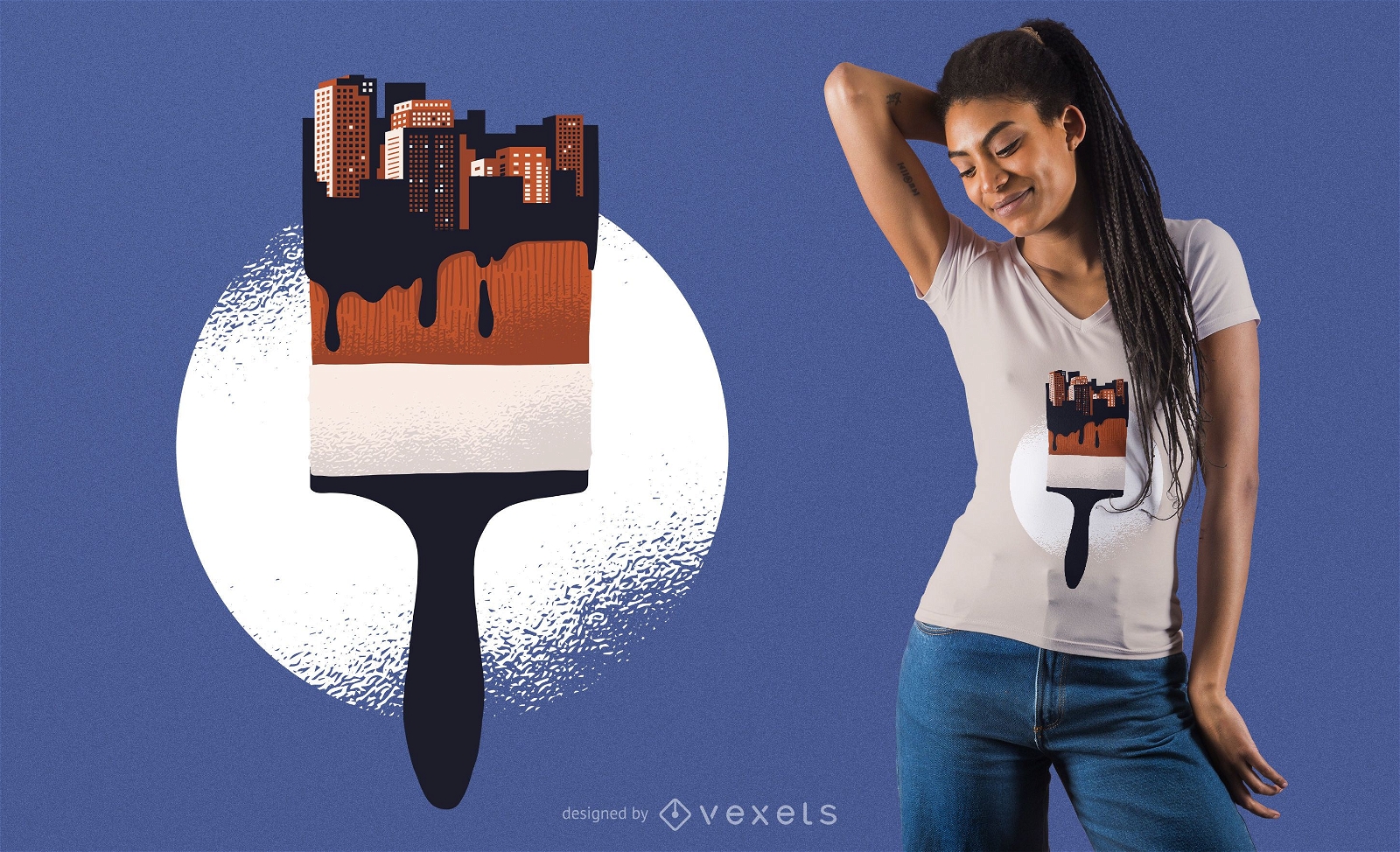 Design de t-shirt com pincel de pintura urbana